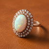 Vintage 1980's Opal and Diamond 14K Yellow Gold Ring