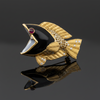 Modern Custom Made In Vicenza, Italy Onyx, Ruby, Diamond 18k Yellow Gold Pendant/Brooch