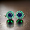 Sapphire and Emerald 18 K White Gold Earrings