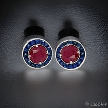 Ruby and Sapphire 18K White Gold Earrings