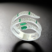  Effy Diamond and Emerald 14K White Gold Snake Ring