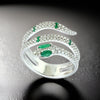 Effy Diamond and Emerald 14K White Gold Snake Ring