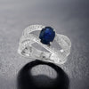 Effy Sapphire, Diamond and 14K White Gold Interlock Ring