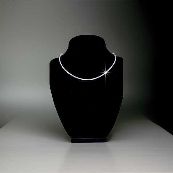 Diamond and 14K White Gold Straight Line Tennis Necklace