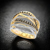 Effy Diamond and 14K White and Yellow Gold Interlock Ring