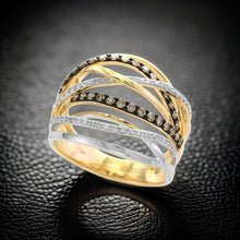  Effy Diamond and 14K White and Yellow Gold Interlock Ring