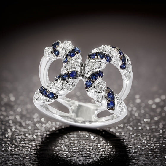 Effy .64 ctw Sapphire, Diamond and 14K White Gold Ring
