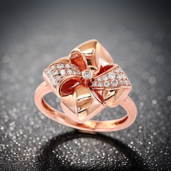 Effy Diamond and 14K Rose Gold Bow Ring