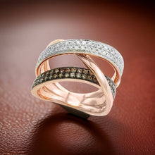  Effy Brown and White Diamond and 18K Rose Gold Bypass Ring