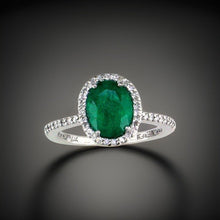  Effy 1.52 ct Emerald, Diamond and 14K White Gold Halo Ring