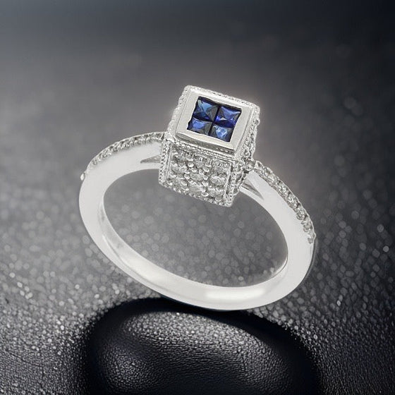 Effy Sapphire, Diamond and 14K White Gold Ring