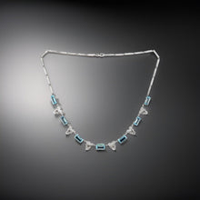  Blue Topaz and Diamond 18K White Gold Necklace