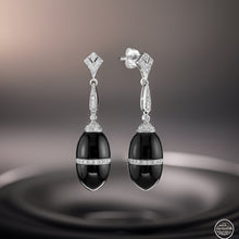  Onyx and Diamond 14K White Gold Earrings