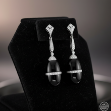  Onyx and Diamond 14K White Gold Earrings