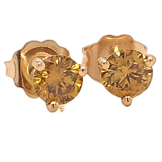 Natural Fancy Orange Diamond and 14K Yellow Gold Stud Earrings