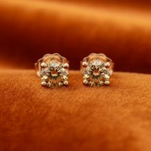  Natural Fancy Orange Diamond and 14K Yellow Gold Stud Earrings