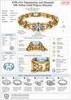 Estate 8.00cttw Aquamarine and Diamond 18K Yellow Gold Filigree Bracelet