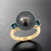 Effy London Blue Topaz & Black Tahitian Pearl Ring