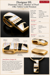 Designer HL Diamond, Onyx, Mother of Pearl 14Kt Yellow Gold Pendant