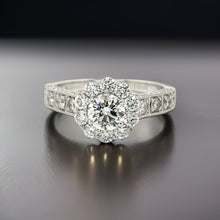  Clyde Duneier Diamond and 14K White Gold Flower Engagement Ring
