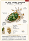"The Squid" Tsavorite and Diamond 18K Yellow Gold Brooch