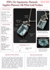 1950's 32ct Aquamarine, Diamond, Sapphire Platinum/14K White Gold Necklace