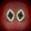 Estate 2.50 cttw Diamond 11.00 cttw Onyx Faceted Earrings 13381
