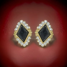  Estate 2.50 cttw Diamond 11.00 cttw Onyx Faceted Earrings 13381