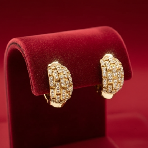 Estate Cartier Paris Maillon de Panthere 3.00 cttw Diamond 18K Yellow Gold Earrings 14231