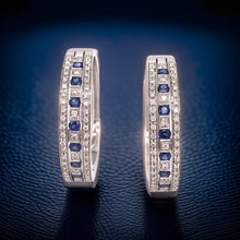  Damiani Sapphire, Diamond and 18K White Gold Hoop Earrings