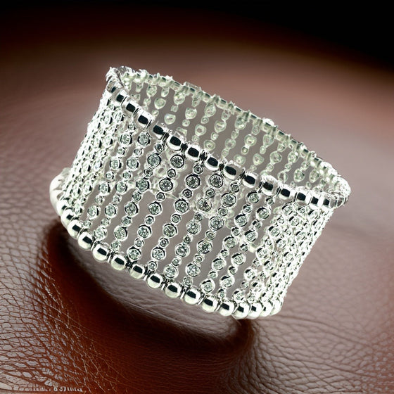 Diamond and 18K White Gold Stretch Bracelet