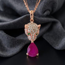  Effy Ruby, Diamond and Tsavorite Panther Pendant and 14K Rose Gold Necklace