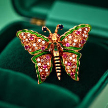  Ruby, Diamond, Sapphire, Enamel and 18K Yellow Gold Butterfly Brooch/Pendant