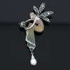 Estate Nouveau 1910 Company Diamond & Enamel 18K White Gold Pendant/Brooch Limited Edition #8 of 90