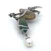 Estate Nouveau 1910 Company Diamond & Enamel 18K White Gold Pendant/Brooch Limited Edition #8 of 90