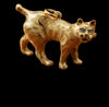 Estate Custom Made Diamond Cat 18K Yellow Gold Pendant 15558