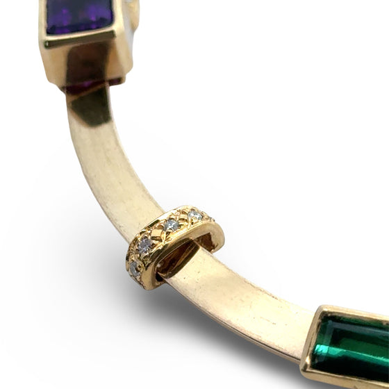Designer Diamond, Sapphire, Tourmaline, Onyx, Amethyst, Pearl 14K/18K Yellow Gold Slide Necklace
