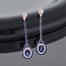  Sapphire and Diamond 14K White Gold Dangle Earrings