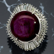  Estate 46.89 ct Star Ruby 3.25 cttw Diamond Platinum Ring 14991