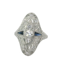  Estate Sapphire Diamond Filigree Ring 15441