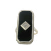 Estate Black Onyx Diamond 14K White Gold Ring 15442