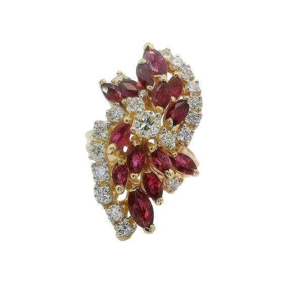 Estate Ruby Diamond 14K Yellow Gold Ring 15436
