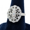 Estate Diamond 14K White Gold Filigree Ring 15431
