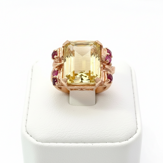 Estate Citrine Ruby 14K Yellow Gold Ring 15422