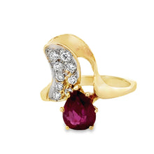  Estate Ruby Diamond 14K Yellow Gold Ring 15412