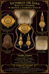 Victorian Estate Liodet-Geneva Switerland 15KT Yellow Gold & Rose Cut Diamond Earrings, Pendant & Brooch Locket. Original Fitted Box Circa 1855-1870