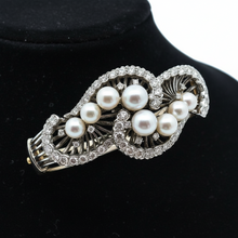  1960's Cultured Pearl Diamond 14K White and Yellow Gold Bangle