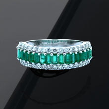  Emerald, Diamond, 18K White Gold Ring