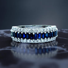  Sapphire, Diamond 18K White Gold Ring