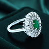 Emerald, Rose Cut Diamond 18K White Gold Ring